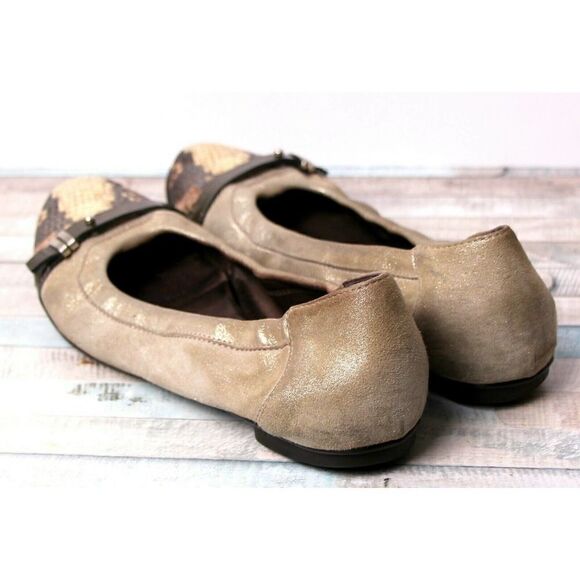 Attilio Giusti GRAY CREAM SNAKE PRINT GENUINE LEATHER FLAT BALLET SHOES Sz 9/39 - Picture 5 of 9